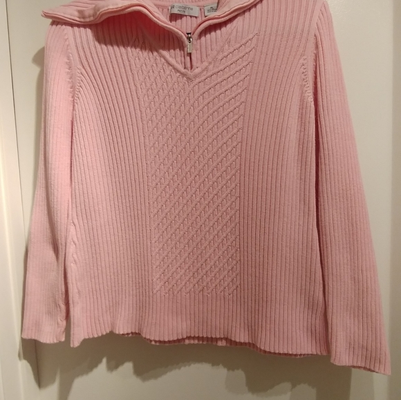 Liz Claiborne cotton pink rib sweater sz. Petite PL - Picture 6 of 6